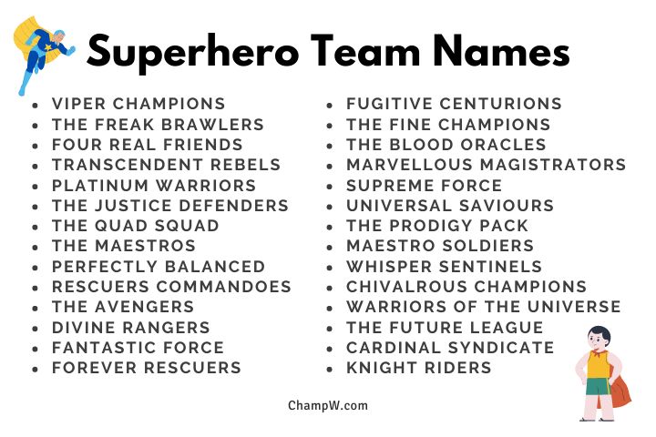 350  New Superhero Team Names For Inspiring Young Gen Today